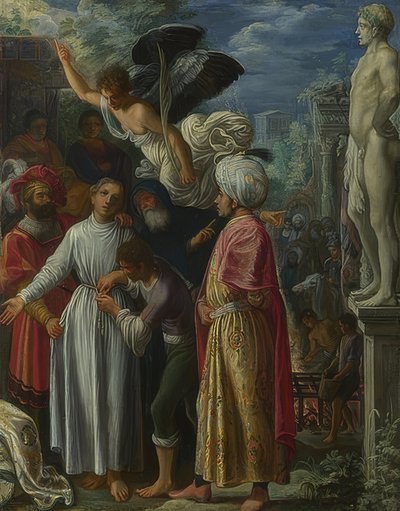 De heilige Laurentius voor zijn martelaarschap. Om 1600-01 door Adam Elsheimer