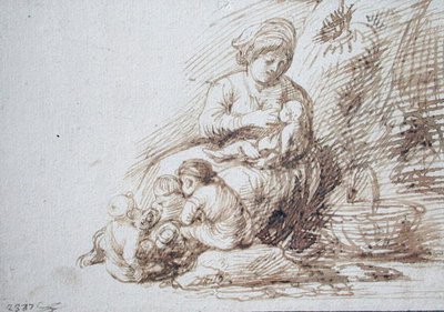 Vrouw die Borstvoeding Geeft door Adam Elsheimer