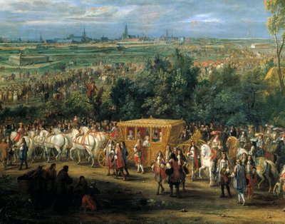 Intocht van koning Lodewijk XIV en koningin Marie Therese op 30 juli door Adam Frans van der Meulen