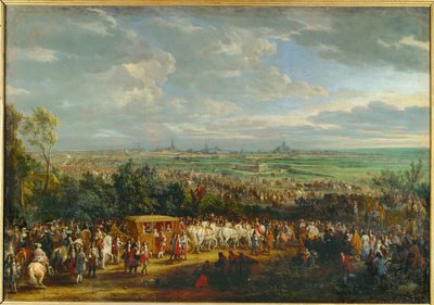 Intocht van Louis XIV en Marie Therese van Oostenrijk in Arras ... (schilderij op doek) door Adam Frans van der Meulen