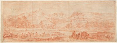 Französische Truppen vor Salins und den umliegenden Hügeln door Adam Frans van der Meulen