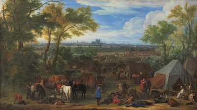 Het leger van Lodewijk XIV voor de poorten van Doornik in 1667 door Adam Frans van der Meulen