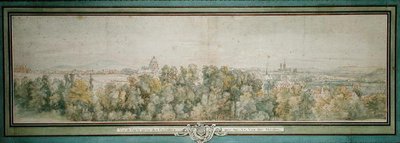 Uitzicht op Parijs vanuit de Gobelins-werkplaats door Adam Frans van der Meulen