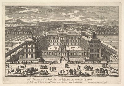 Het kasteel van Richelieu in Poitou vanaf de ingangszijde, 17e eeuw door Adam Perelle