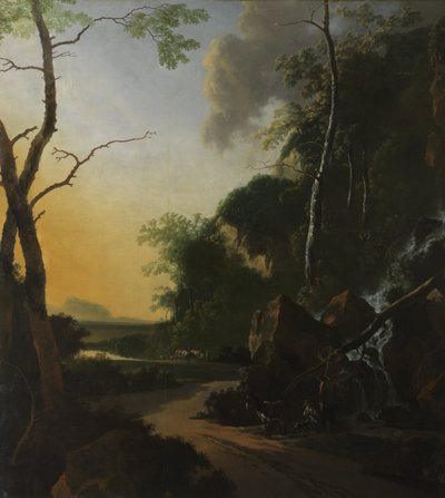 Italianiserend landschap met krabvissers door Adam Pynacker