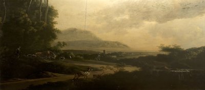 Landschap met een kronkelende weg door Adam Pynacker