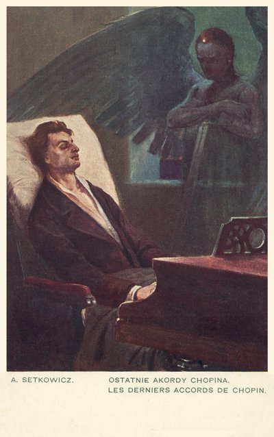 De Laatste Akkoorden van Chopin (kleur litho) door Adam Setkiewicz
