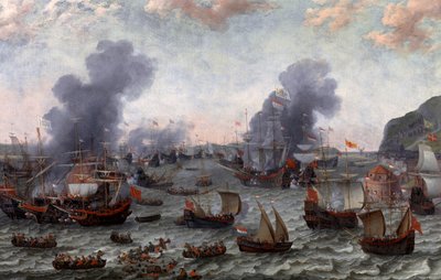 De slag bij Gibraltar tijdens de Tachtigjarige Oorlog door Adam Willaerts