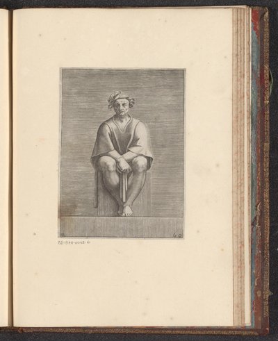 Zittende man door Adamo Scultori