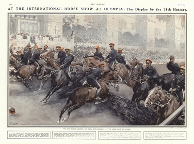 Optreden van de 18e Huzaren op de Internationale Paardenshow in Olympia, Londen, 1914 door Addison Thomas Millar