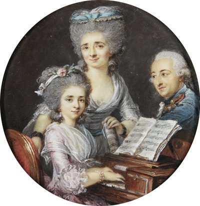 Adelaide Labille-Guiard - Portret van een moeder en vader met hun dochter bij een klavecimbel door Adelaide Labille Guiard