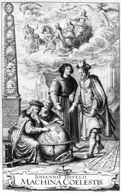 Frontispice van Machina Coelestis door Johannes Hevelius, gegraveerd door Jeremias Falck, 1673 door Adolf Boy