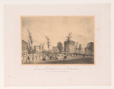 Gezicht op de Delftse Poort te Rotterdam door Adolf Carel Nunnink