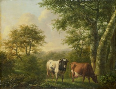 Landschap met vee door Adolf Karel Maximiliaan Engel