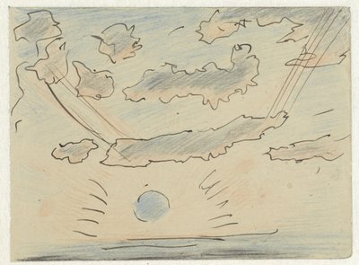Wolkenstudie met zon door Adolf le Comte