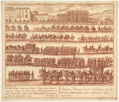 Intocht van de Prins van Saksen met zijn Vrouw in Dresden op 2 september 1719 door Adolf van der Laan