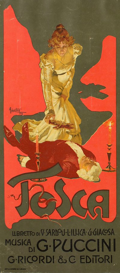 Poster voor de opera Tosca door G. Puccini, 1899 door Adolfo Hohenstein