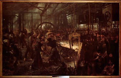 Metallurgie: De walserij, werk in de smederij door Adolph Menzel