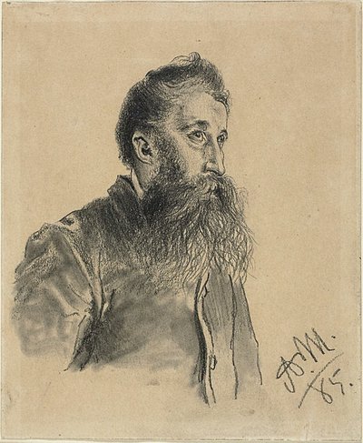 Portret van een bebaarde man door Adolph Menzel