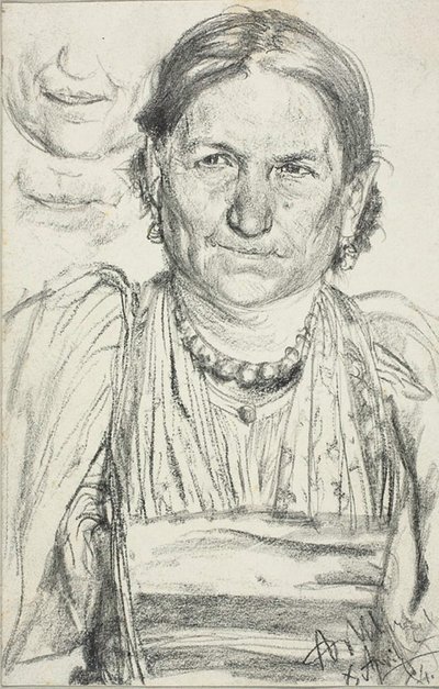 Portret van een Boerin door Adolph Menzel