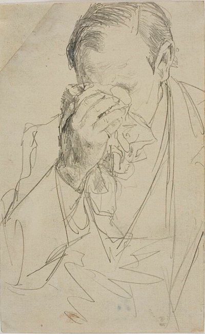 Huilende man door Adolph Friedrich Erdmann von Menzel
