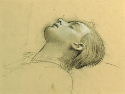 Studie van het hoofd van St. Cecilia, mogelijk voor "Ahasver" door Adolf Hiremy Hirschl