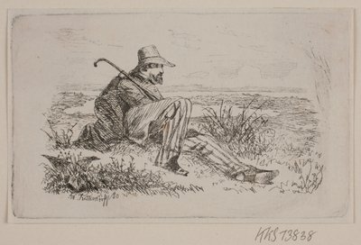 Een zittende wandelaar door Johan Adolph Kittendorff