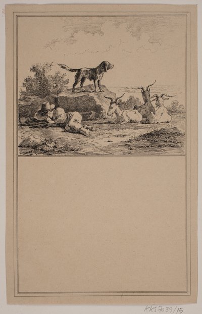 Herdersjongen. Nr. 14 in Chr. Winther en M. Rørbye, "25 Afbeeldingen voor kleine kinderen" door Johan Adolph Kittendorff