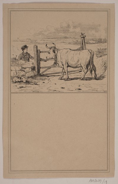 Koen og drengen. Nr. 12 in Chr. Winther og M. Rørbye, "25 Billeder for små børn" door Johan Adolph Kittendorff