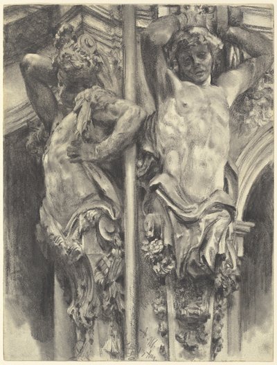 Atlanten op het muurpaviljoen van de Dresdner Zwinger door Adolph Menzel