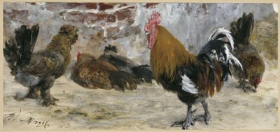 De haan en de kippen. Uit het “Kinderalbum” door Adolph Menzel