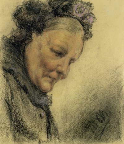 Hoofd van een oude dame door Adolph Menzel