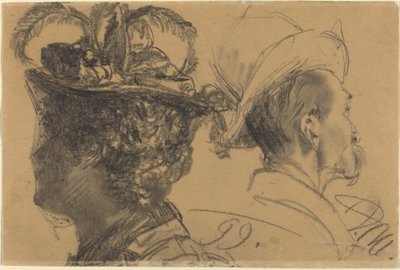 Hoofden van een man en een vrouw door Adolph Menzel