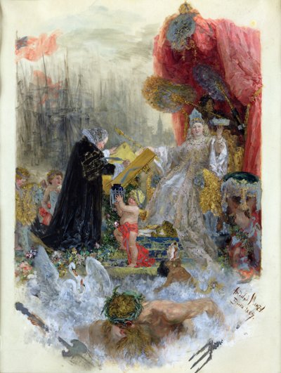 Ereburgerschap Document van de Stad Hamburg, 1887 door Adolph Menzel