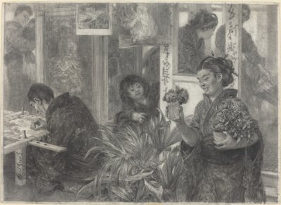 Japanse Kunstenaar aan het Werk door Adolph Menzel