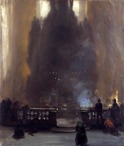 Interieur van de kerk (barokaltaar) door Adolph Menzel