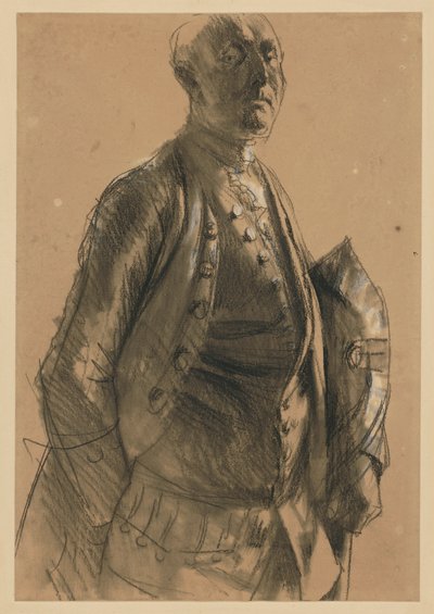 Modelstudie voor Maupertuis. Voorstudie voor het schilderij „Fluitconcert van Frederik de Grote in Sanssouci“ door Adolph Menzel