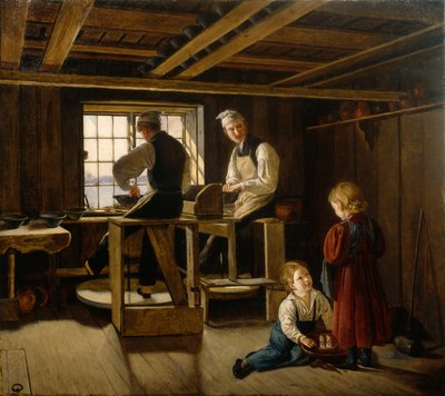 Een pottenbakkersatelier door Adolph Tidemand