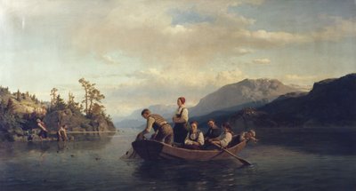 Avond in Krøderen door Adolph Tidemand