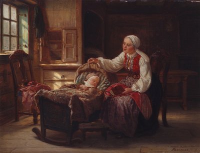 Moeder met kind door Adolph Tidemand