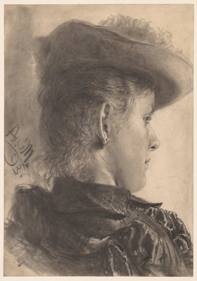 Borstbeeld van een vrouw, gezien van achteren, 1893 door Adolph Menzel