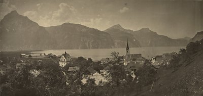 Uitzicht op Flüelen, Zwitserland door Adolphe Braun