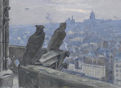 Parijs gezien vanaf de torens van de Notre Dame door Adolphe Étienne Auguste Moreau Nélaton
