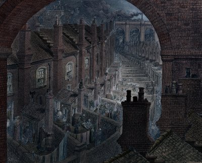 Over Londen per spoor, 1872 door Adolphe Francois Pannemaker