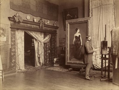 John Singer Sargent in atelier door Adolphe Giraudon