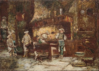 De Keuken van de Rôtisserie des Deux Paons, ca. 1875-81 door Adolphe Joseph Thomas Monticelli