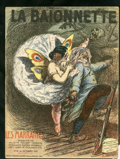 Omslag van La Baionnette, Satirisch in Kleuren door Adolphe Leon Willette