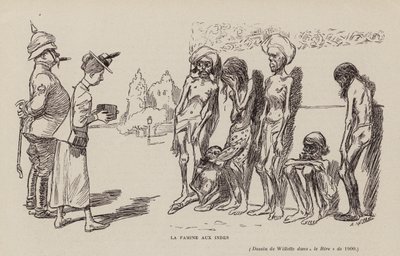 Hongersnood in India door Adolphe Leon Willette