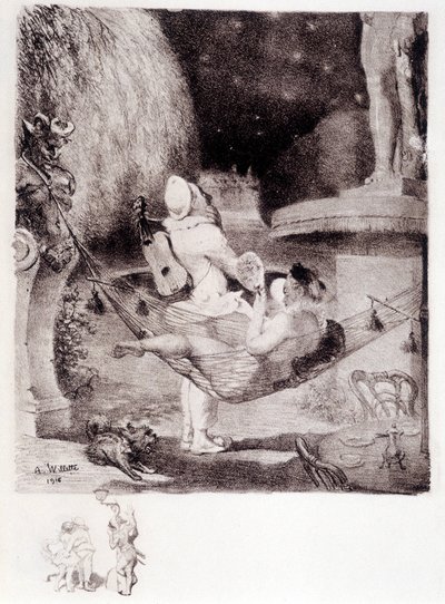 De afgunst - tekening door Willette door Adolphe Leon Willette