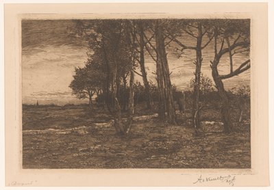 Landschap met bomen Avond door Adolphe P.H J. van Weezel Errens (signed by artist)